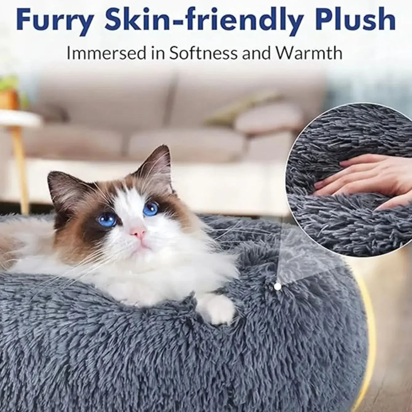 40-90cm Round Pet Bed – Plush Comfort for Your Pet All Winter Long!