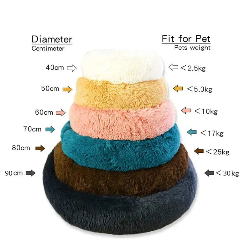 40-90cm Round Pet Bed – Plush Comfort for Your Pet All Winter Long!