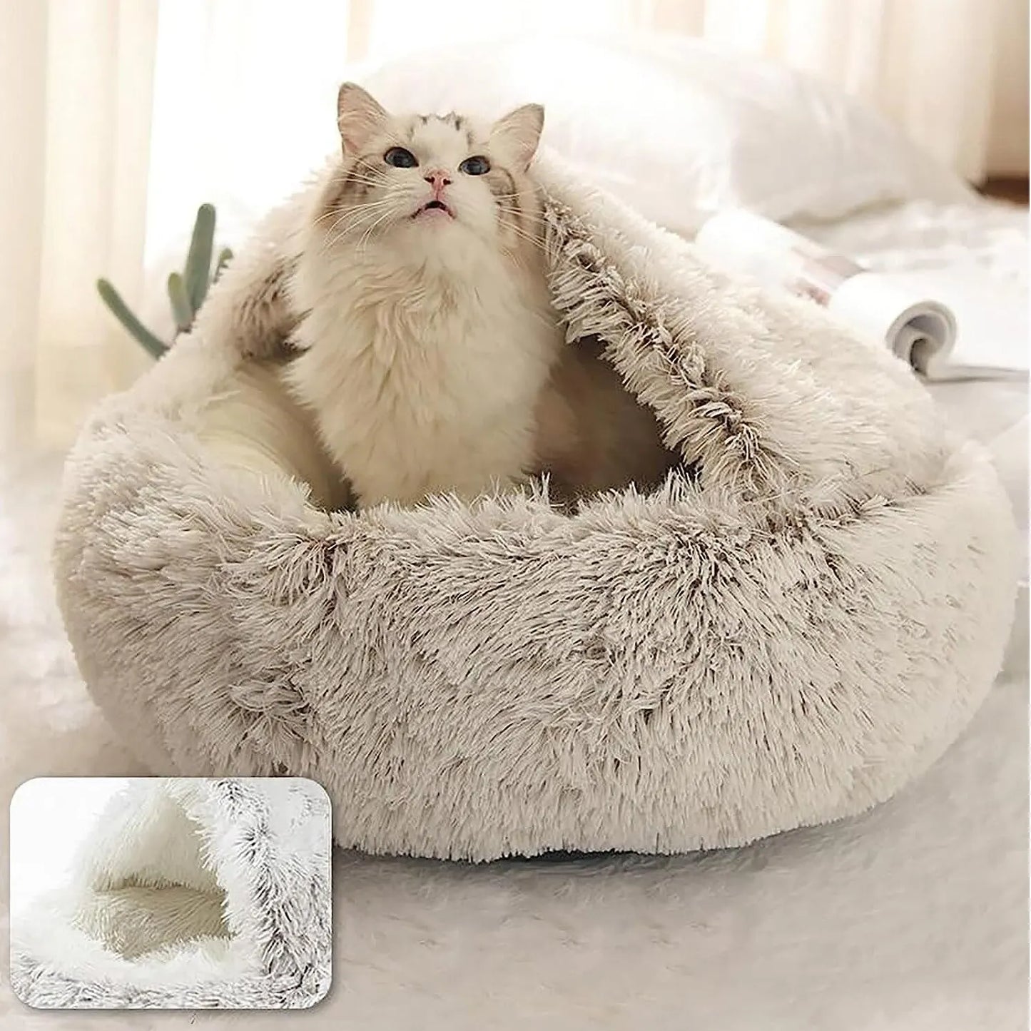 Soft Plush Pet Bed with Cover – The Ultimate Cozy Retreat for Small Pets!